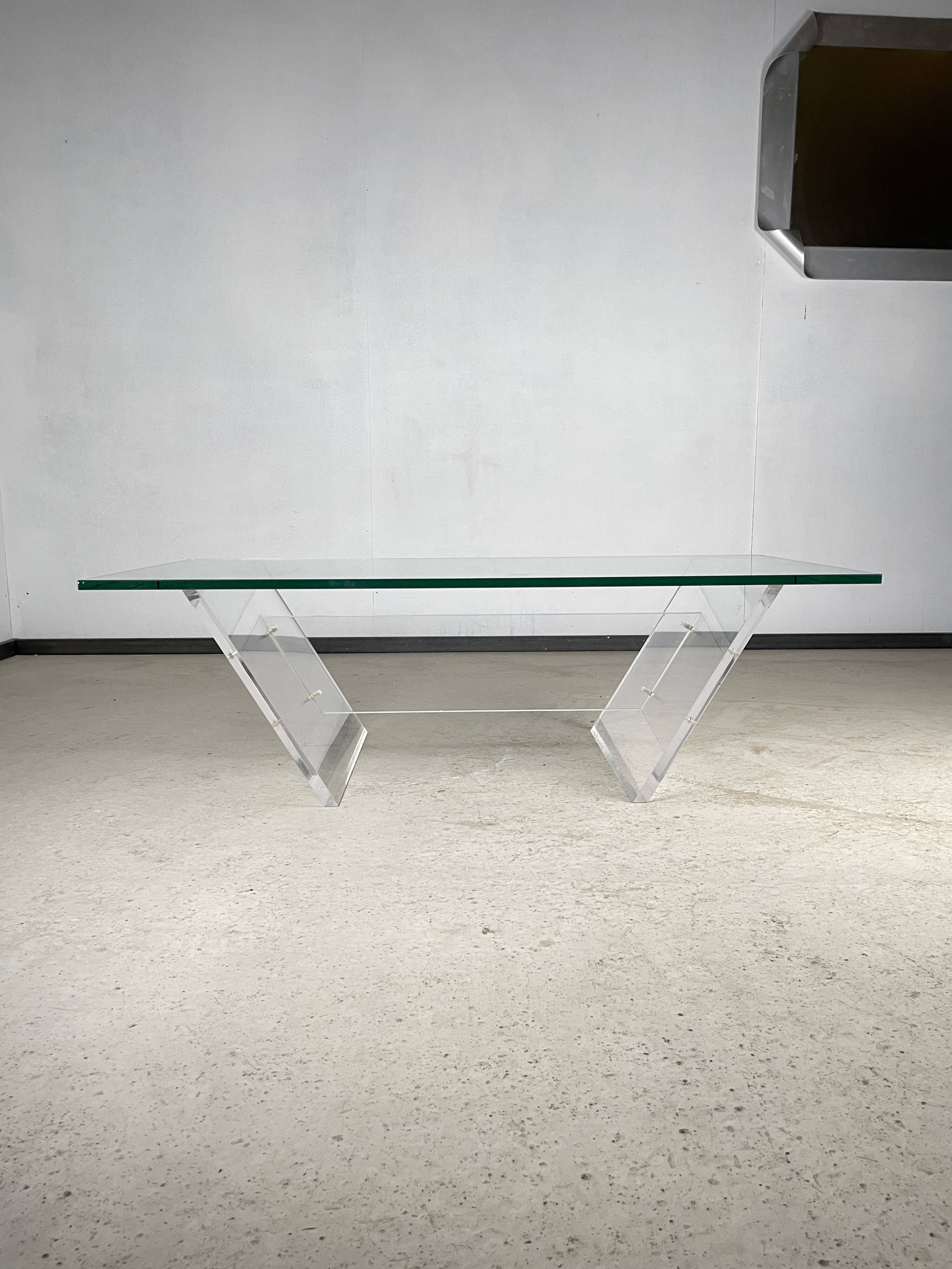 1970s plexiglass coffee table