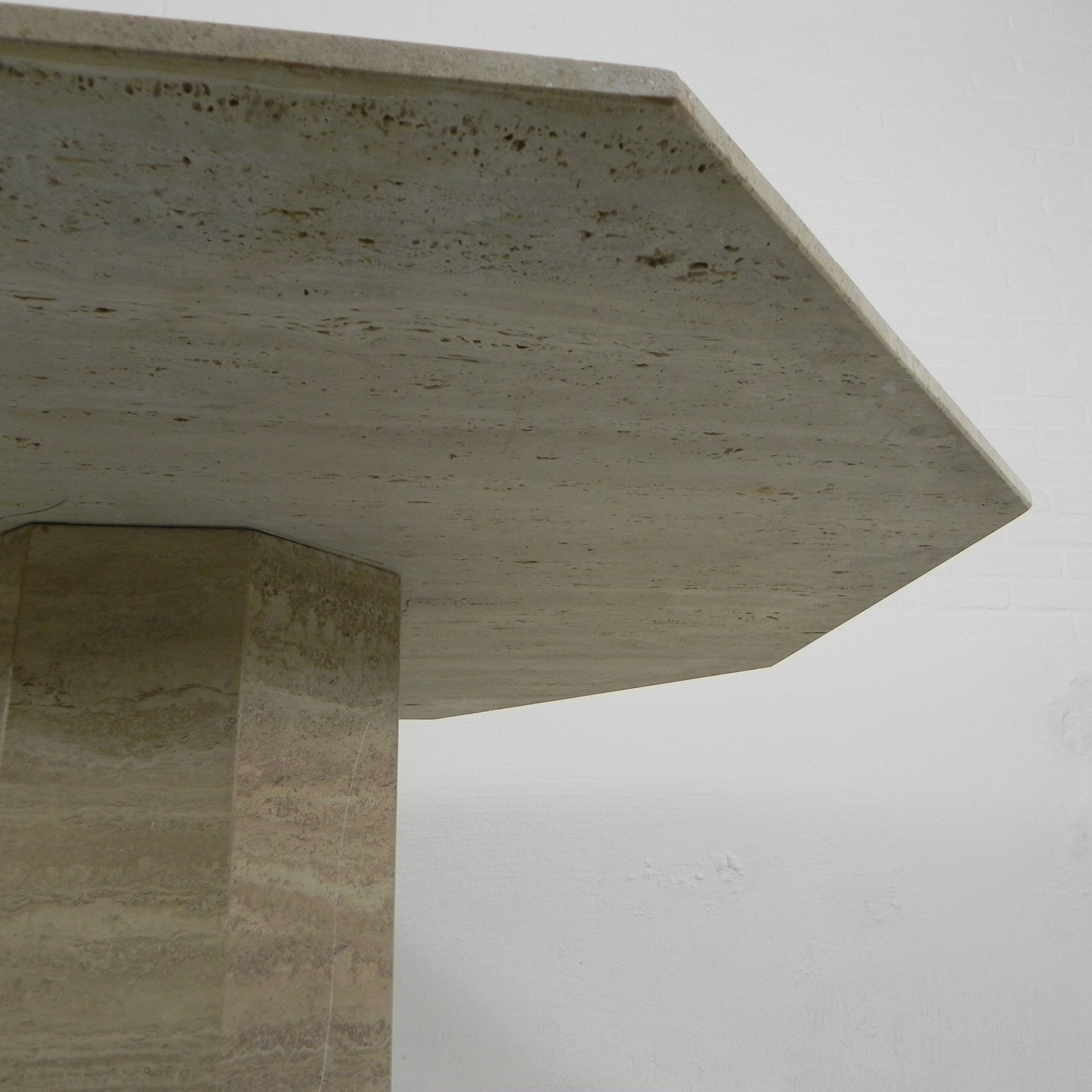 8-sided mid-century travertine dining table, 1970s