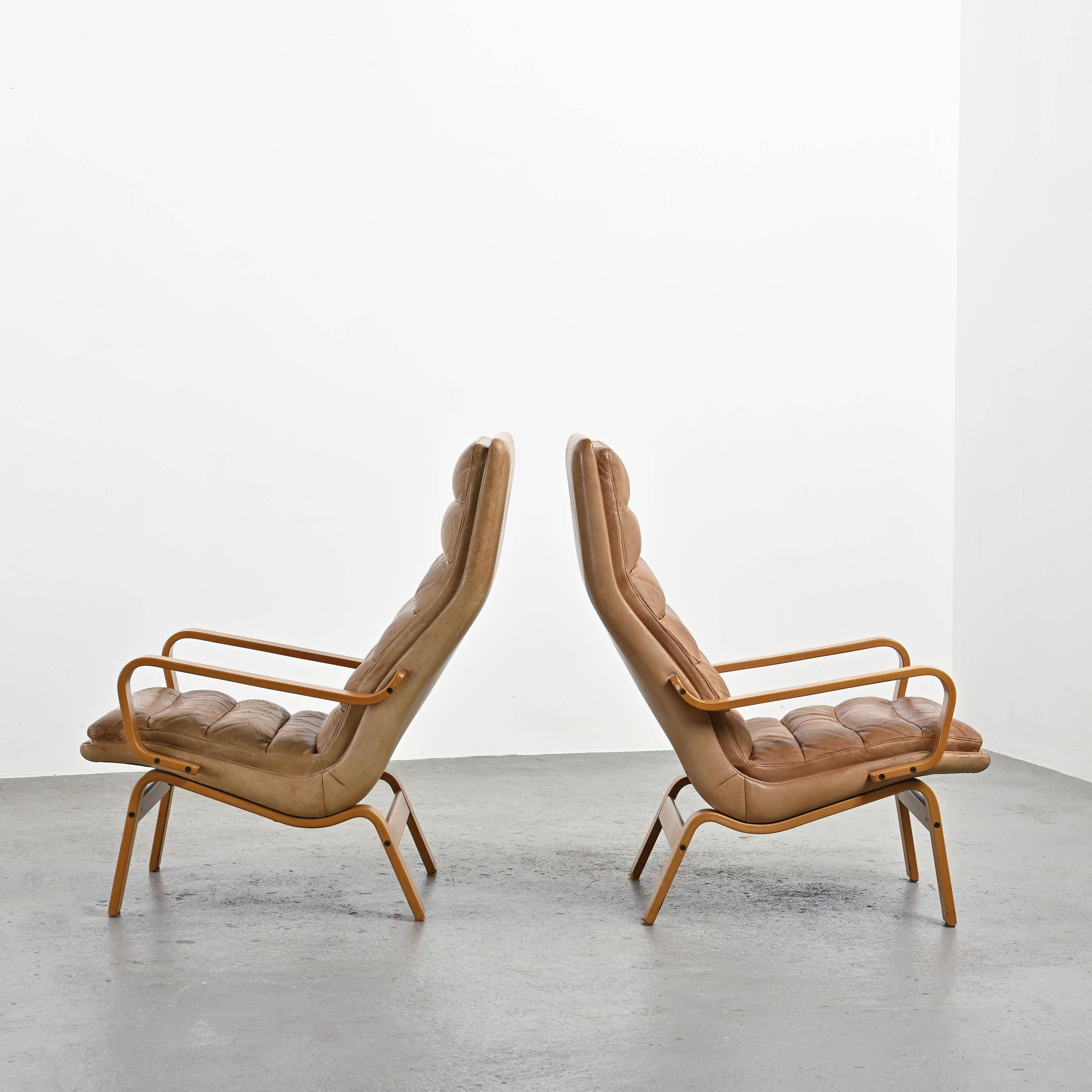 Pair of Contino model armchairs by Yngve Ekström circa 1970