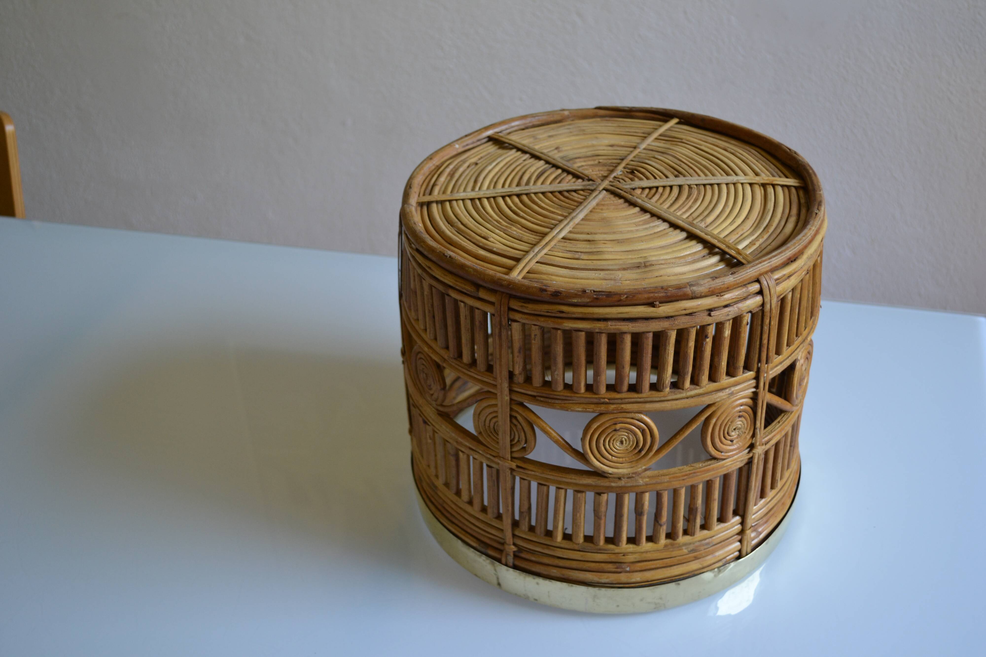 Bamboo and brass basket circa 1960 italy