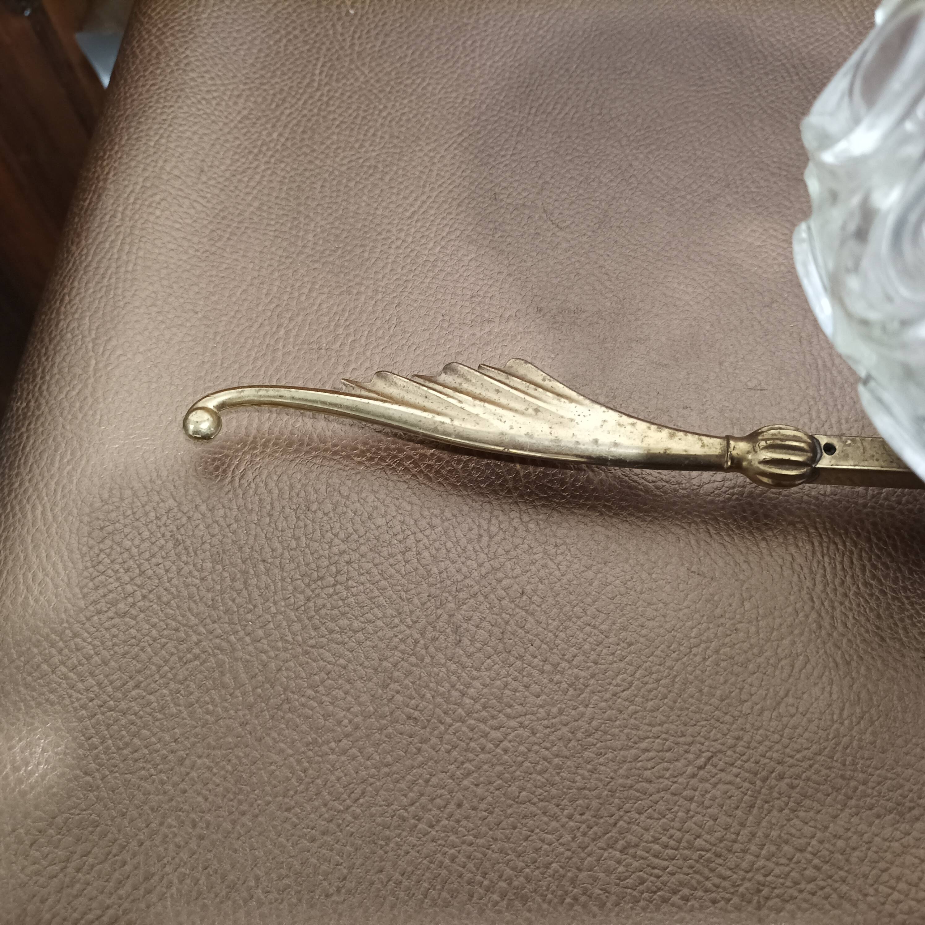 Vintage 1960s glass and brass chandelier from the 50s - 2 branches