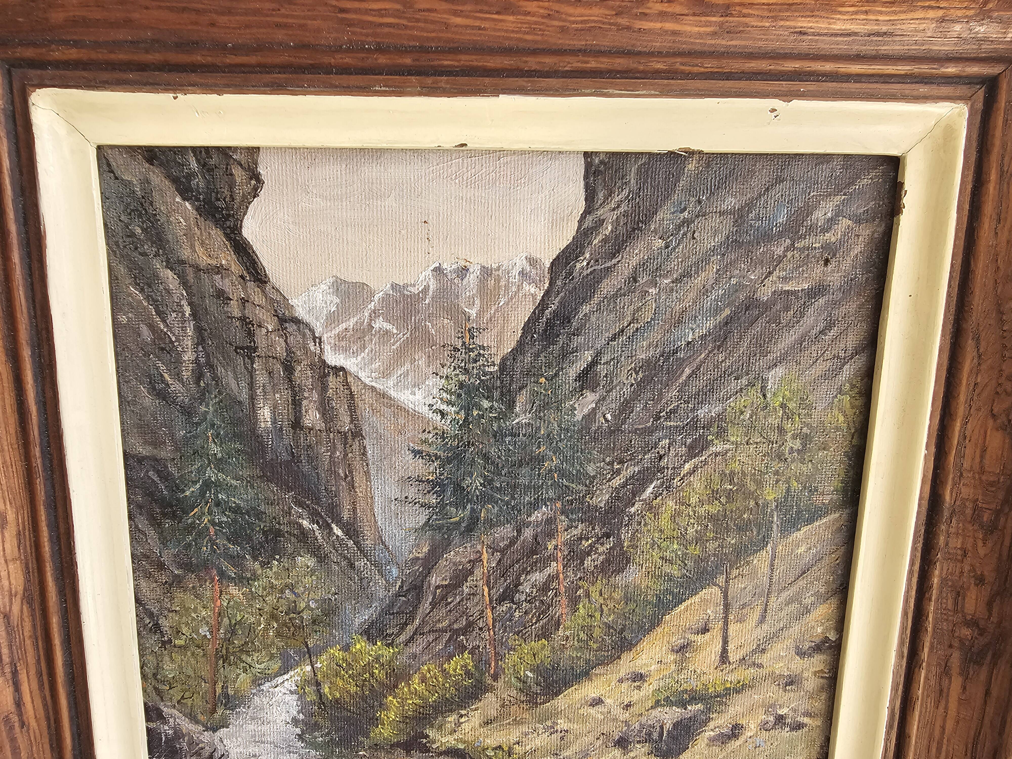 Oil on Canvas Painting Landscape Gorges of Queyras Hautes Alpes signed V Pida