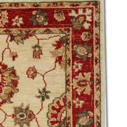 Red beige wool rug handmade oriental carpet traditional living room rug- 86x123cm
