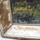 Ancien tableau huile sur toilé signée & encadré : cavalier seul