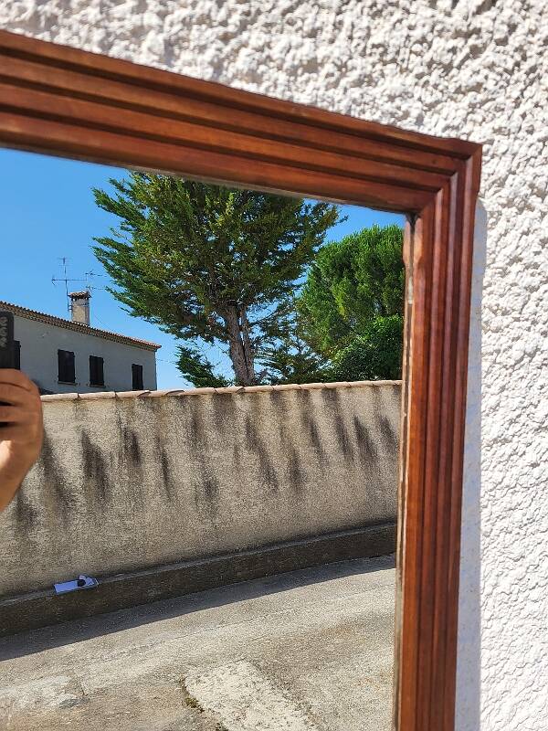 Large old mirror walnut wood frame