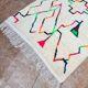 Handmade Berber wool rug: Moroccan Azilal style, colorful patterns