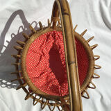 Rattan worker rumbles fabric size red white peas