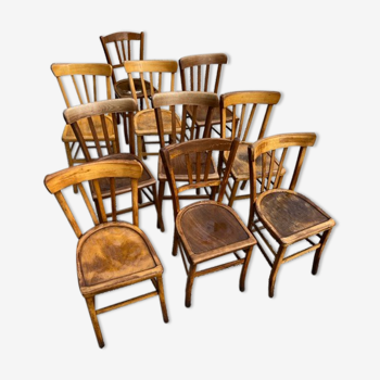 Rare set of 10 bistro chairs