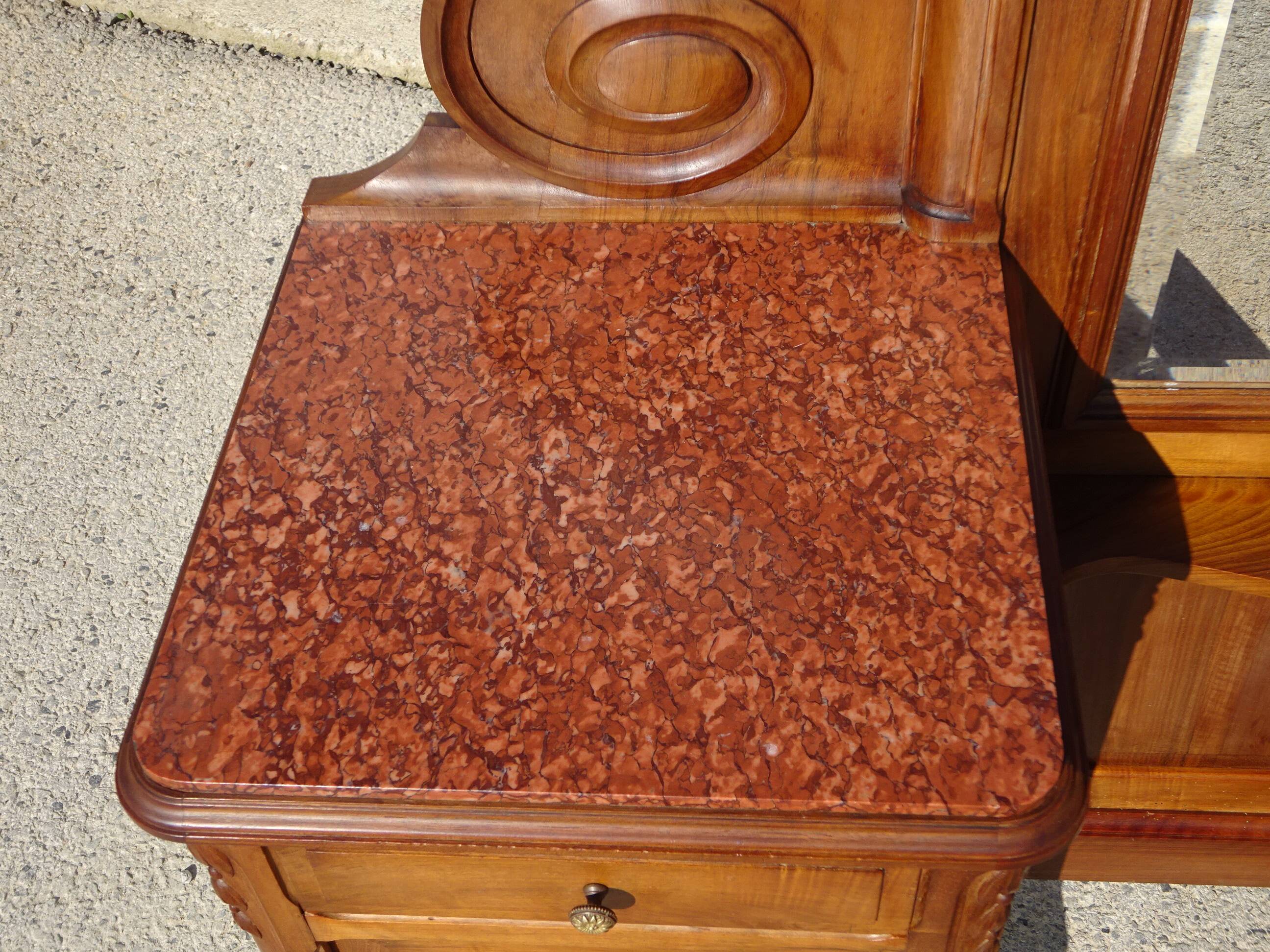 Antique walnut dressing table, Louis XVI style