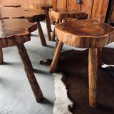 Set of 7 stools + 1 coffee table - brutalist movement