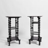 Pair of turned wood tables, 1900s
