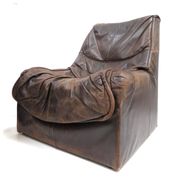 Vintage leather Brutalist armchairs