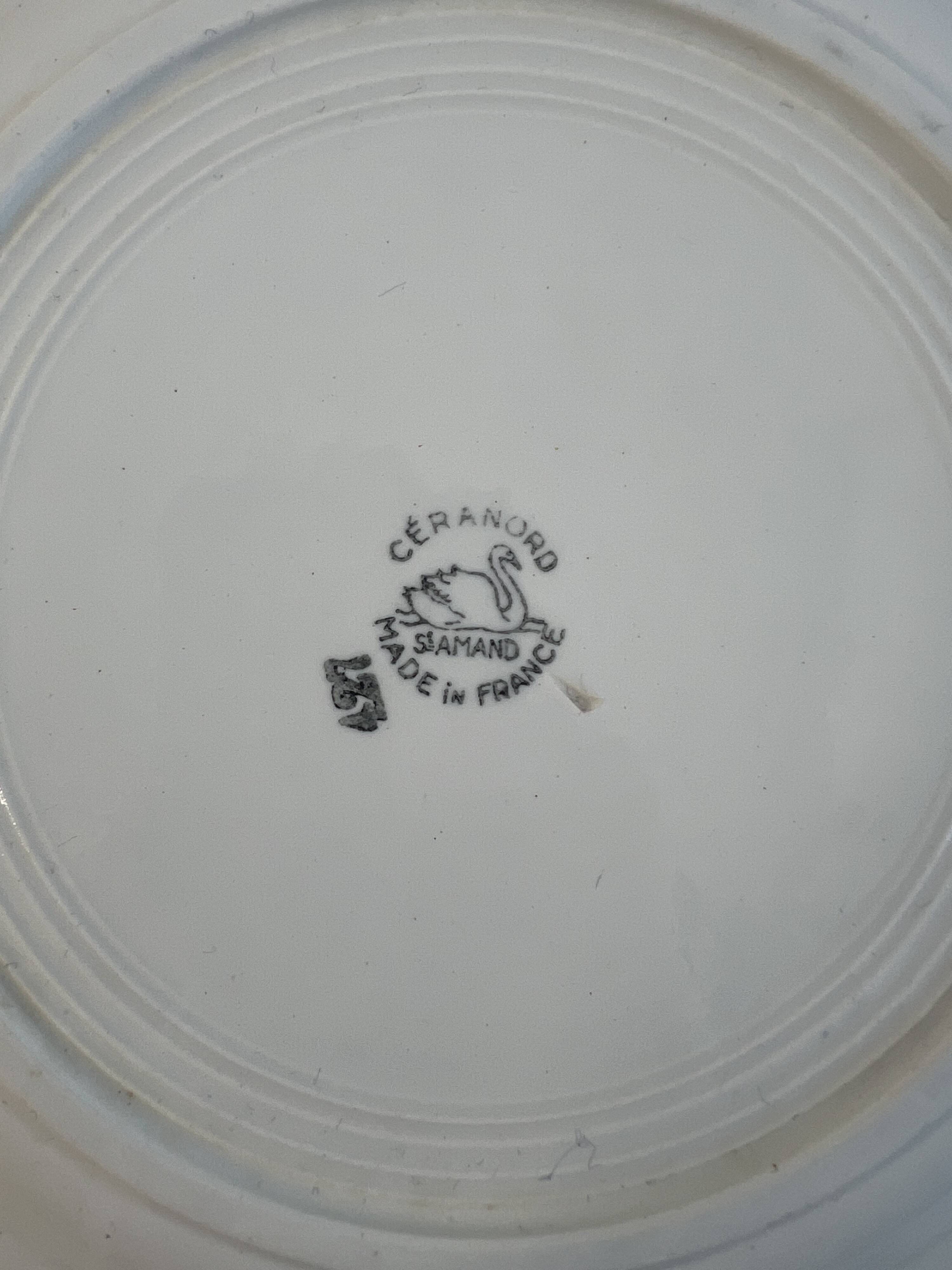 Set of 12 antique flat plates — Céranord pottery, model