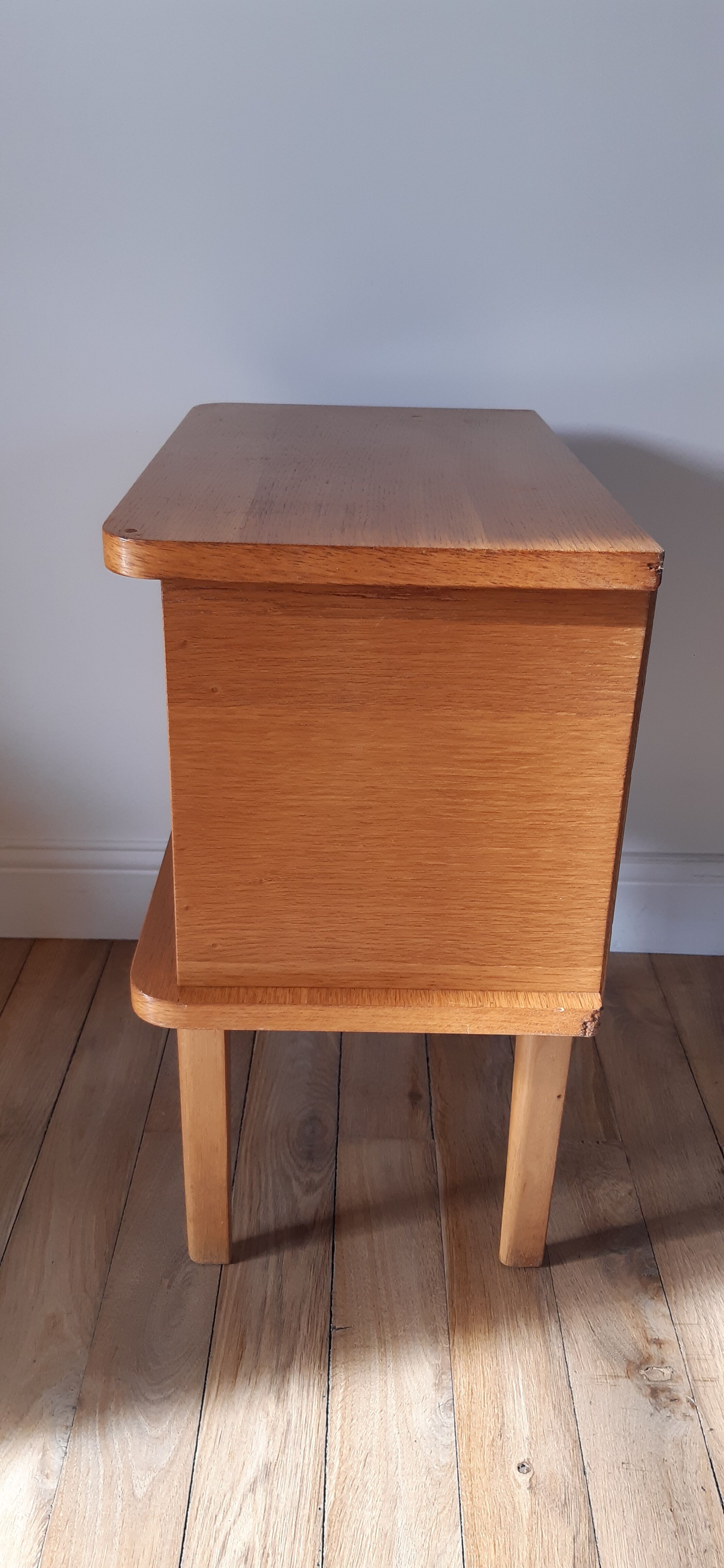 Scandinavian bedside oak compass feet 50-60s
