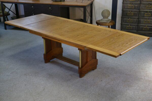 Large solid oak art deco table by Henri Bonjour 1930s