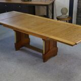 Large solid oak art deco table by Henri Bonjour 1930s