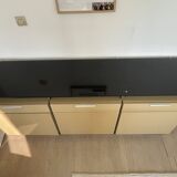 Modular enfilade design — champagne lacquer & chrome steel — 1980s-90s