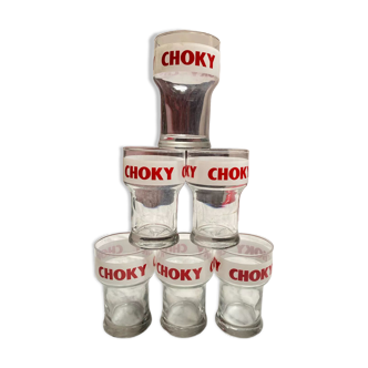 Set of 6 glasses of the brand choky vintage