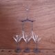 6 Luminarc cocktail glasses with azure blue stems.