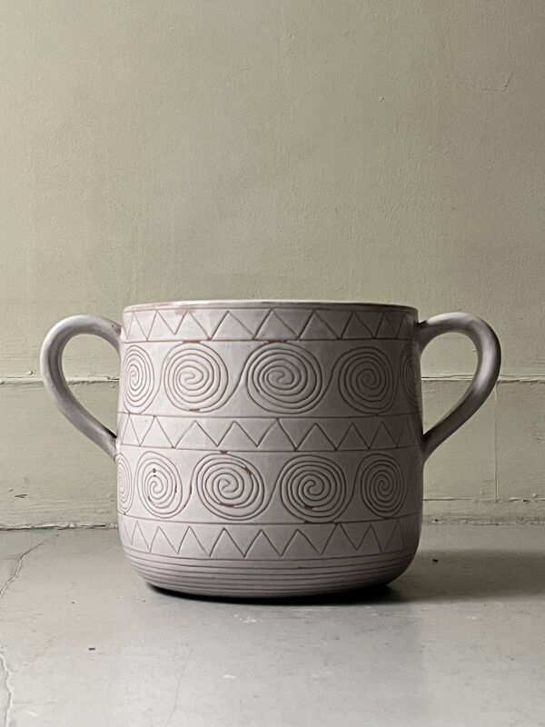 grand vase / cache pot en céramique émaillée signée Robert Picault, vallauris 1950