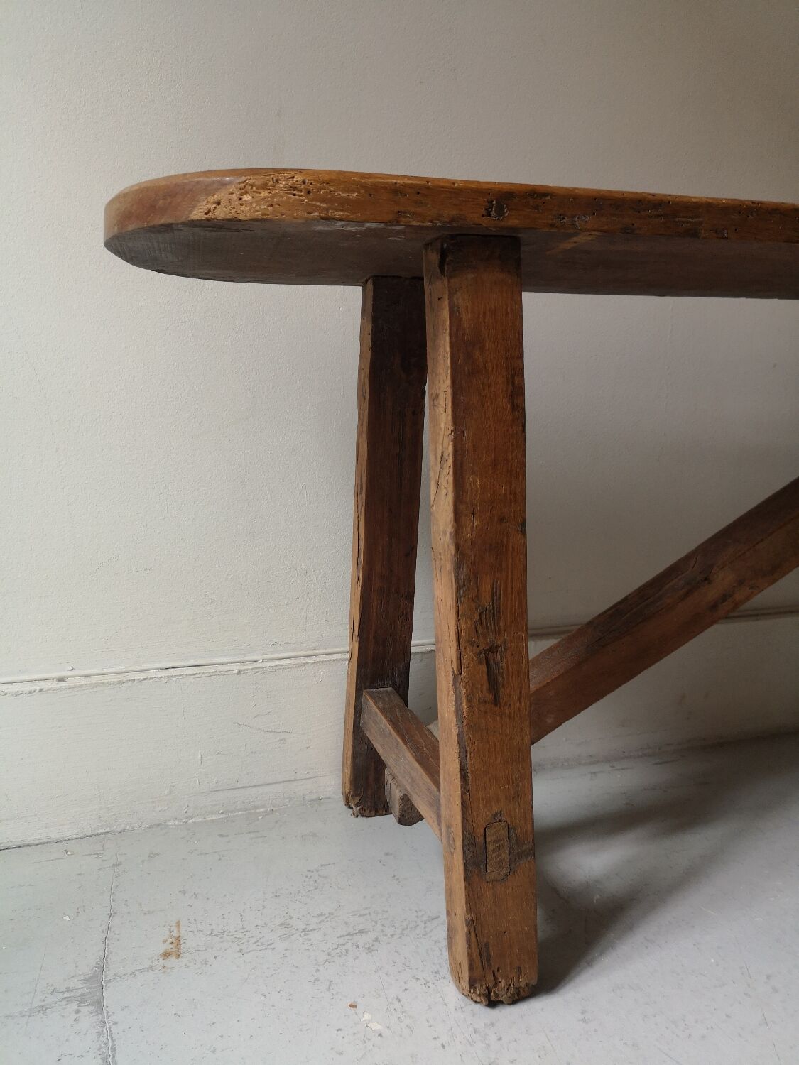 Rustic wooden bench, vintage 1960