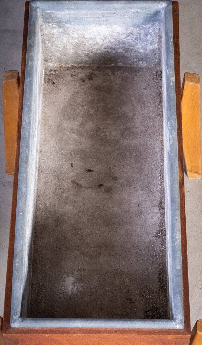 Teak and Beech Planter with Zinc Coating, Denmark, 1950s