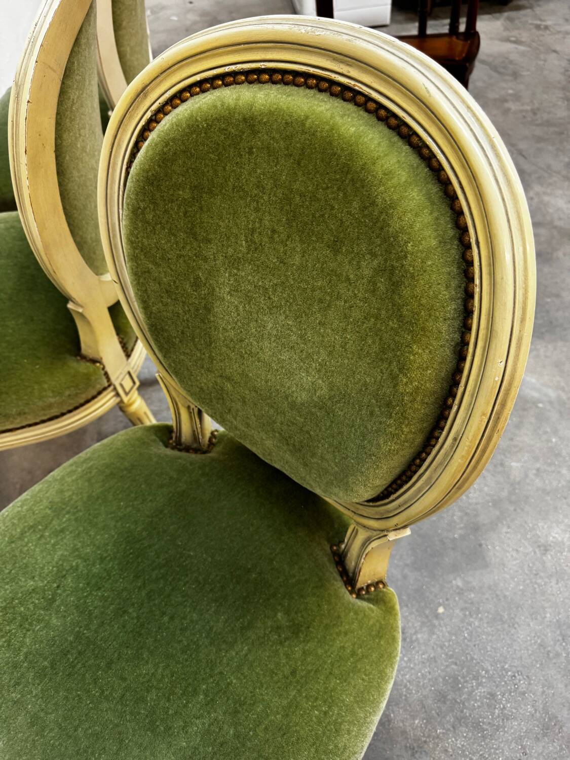 4 studded Louis XVI medallion chairs