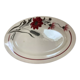 Plat faïence fleurs grenats modèle Artois Sarreguemines