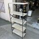 Industrial-style shelf in light wood and cast iron