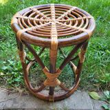 Curved bamboo and rattan stool, 1960