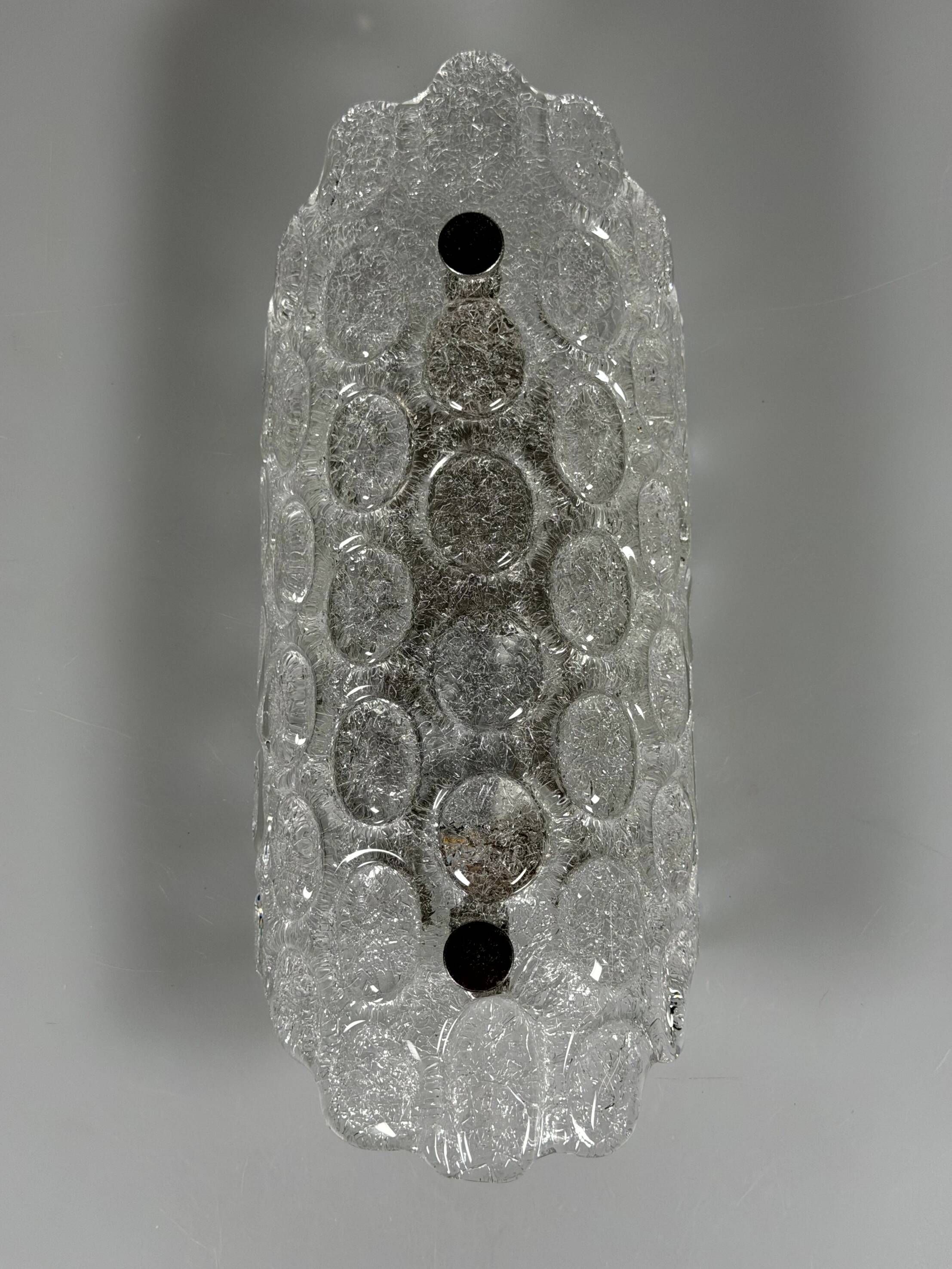 1960s 1970s Wall Lamp Fischer Leuchten Germany Wall Sconce Ice Glass Design
