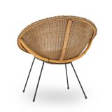 Woven rattan armchair, 1950s
