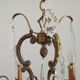 Lustre en bronze à 6 lumières, en cristal, en cage à 3 côtés de style Art Nouveau.