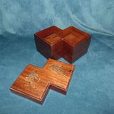 Exotic wood box double square shape