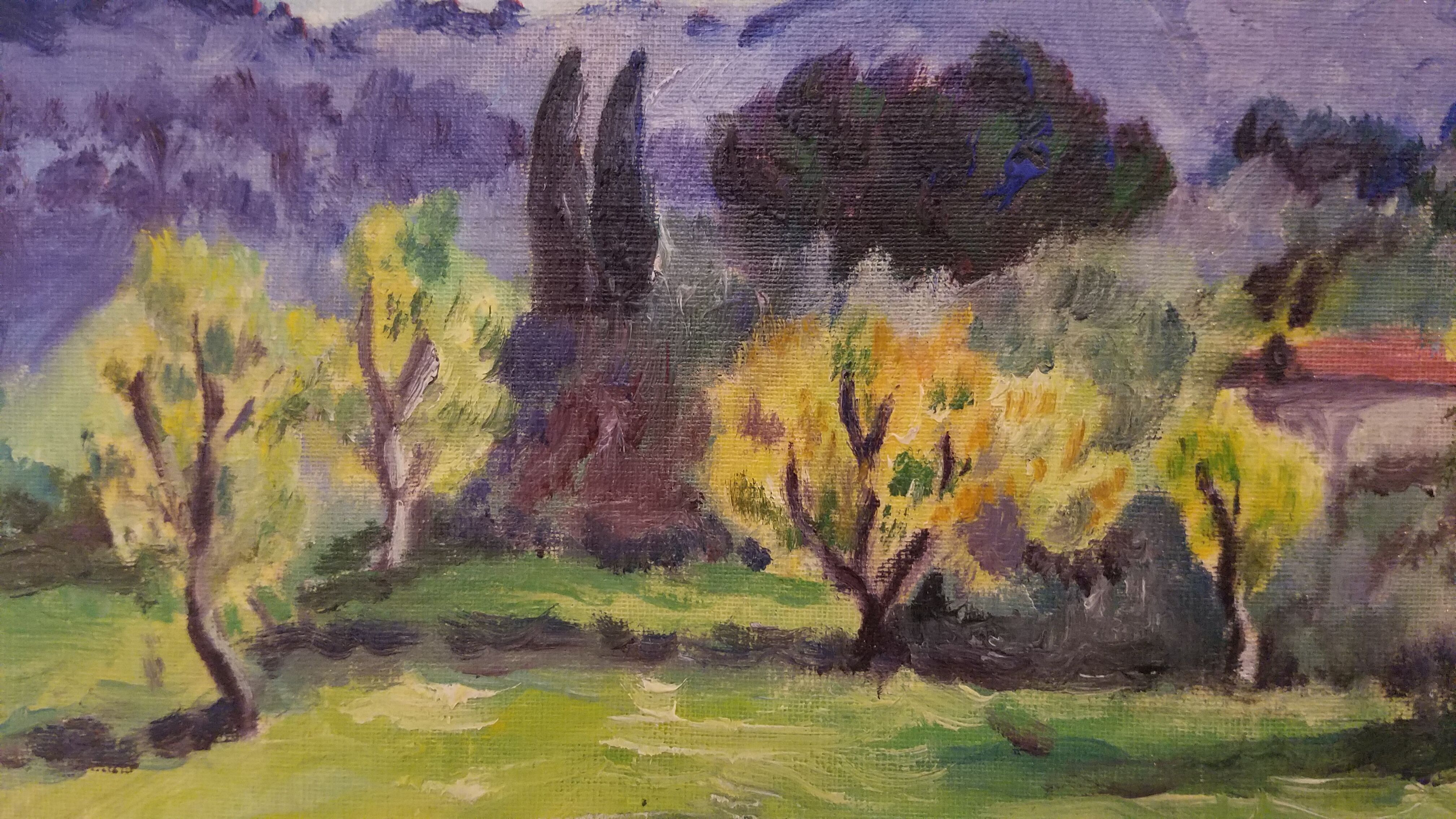 Old oil on wooden panel