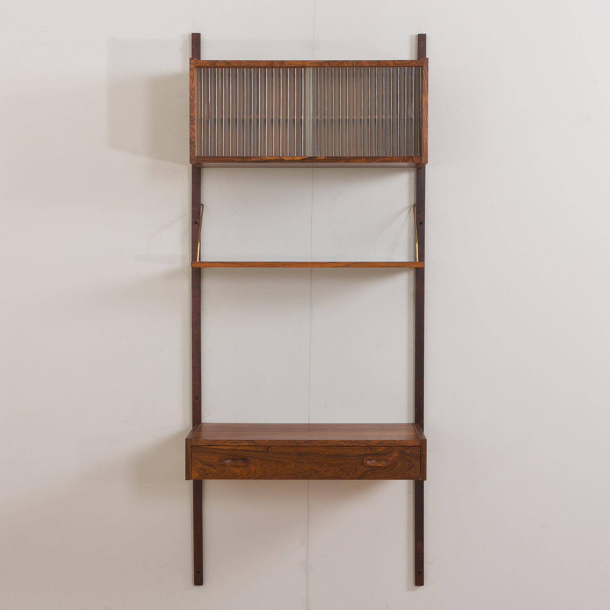 Preben Sorensen Danish mid century rosewood  wall unit with floating desk, PS system,  Randers, 1960