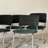 4 Strafor chrome and velvet chairs
