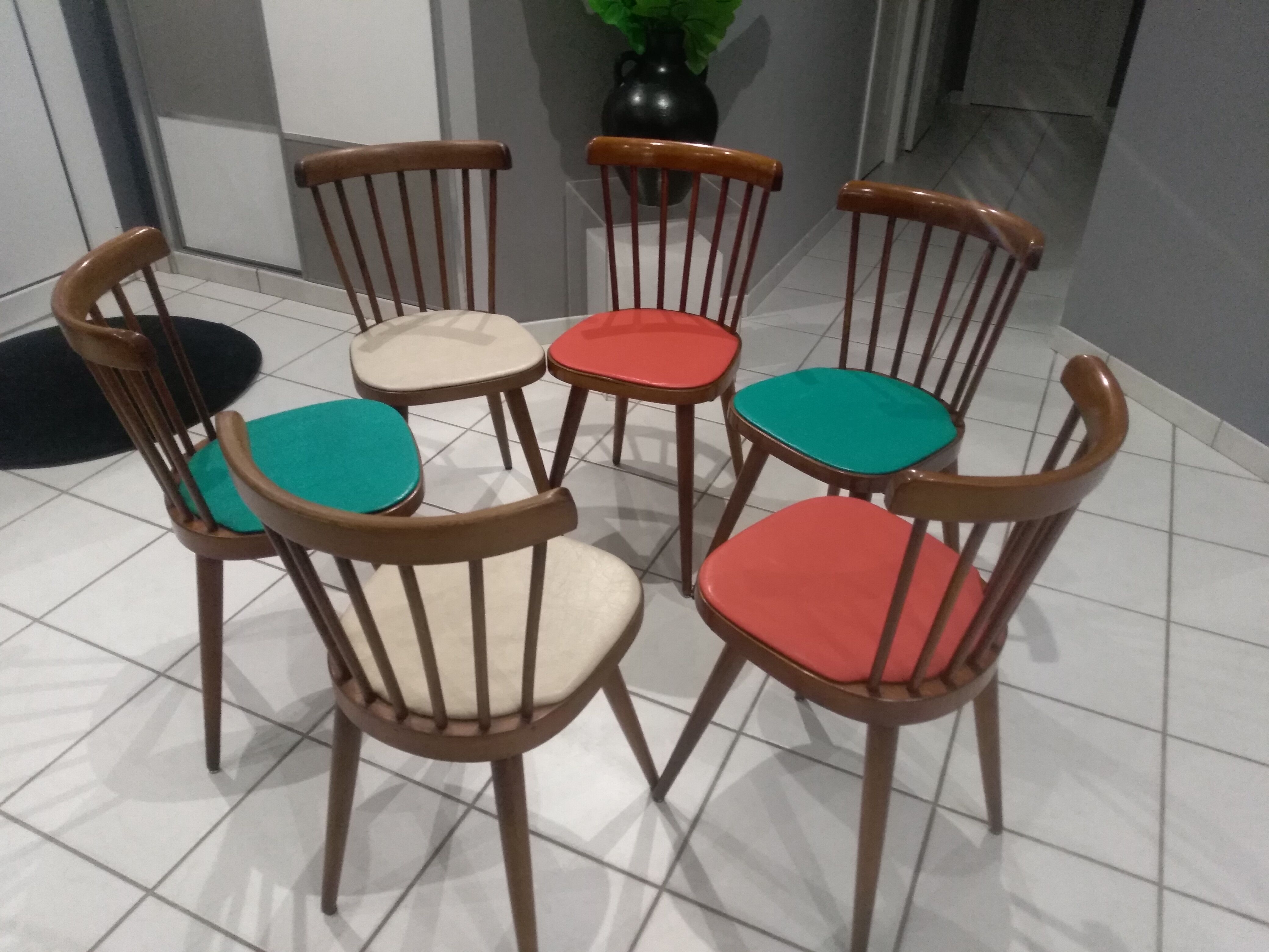 Suite of 6 chairs by bistrot baumann model 740v 1960s