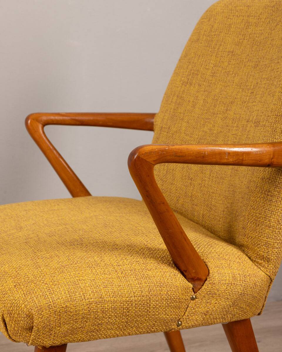 60s vintage armchair in yellow fabric Italian design