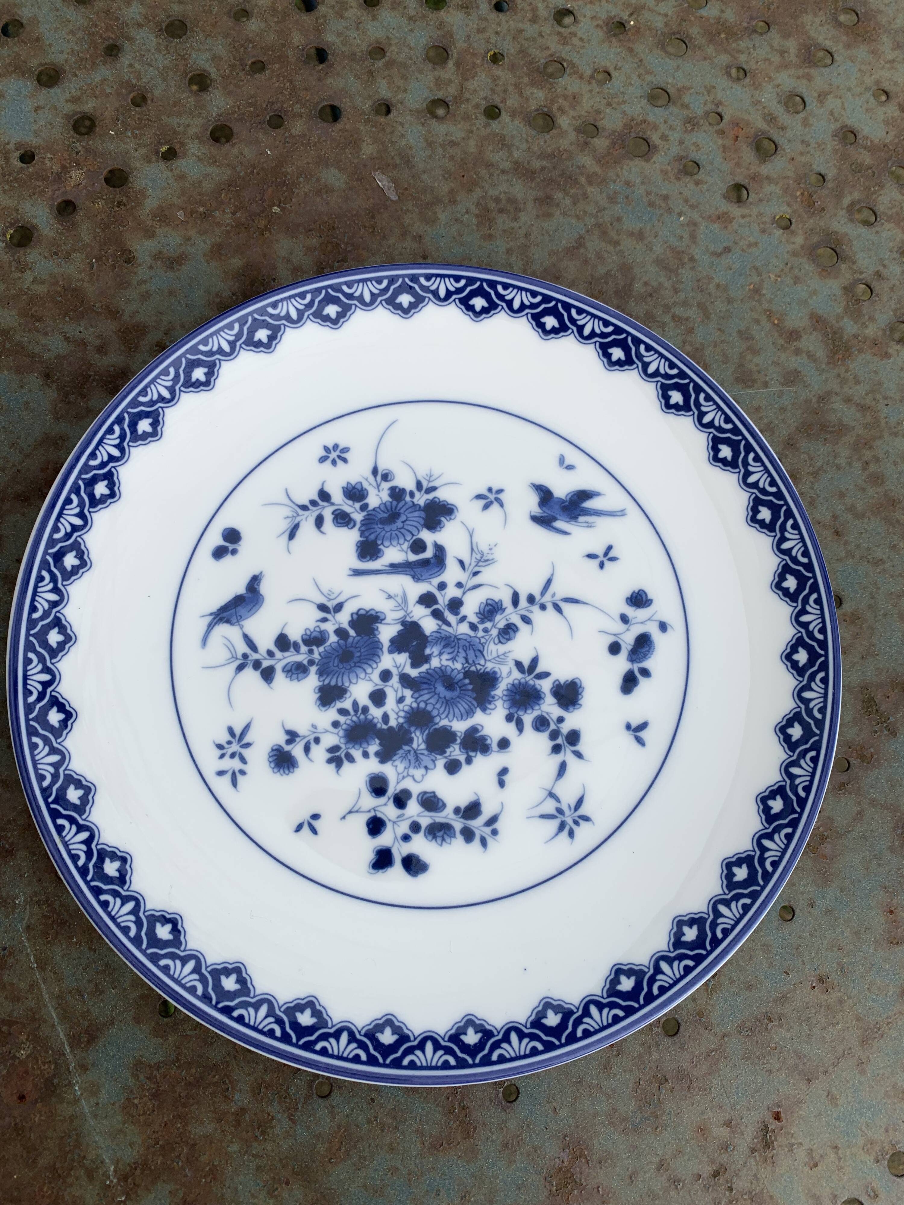 Collectible porcelain plate rijks museum flowers and blue birds, vintage and collector