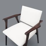 Vintage chaise longues with wooden armrests, 1950s, set of 2