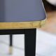 Square Dining Table, High Gloss Top, Brass, Black Tapered Legs, Diamond Black - S