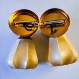 Pair of articulated "Cocoon" wall lights in resin and pine, Italy, 1970