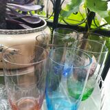 Set of 6 50s colored water glasses