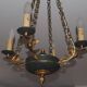 Vintage French Empire Swan Chandelier: Bronze Brass Toleware, C1950s