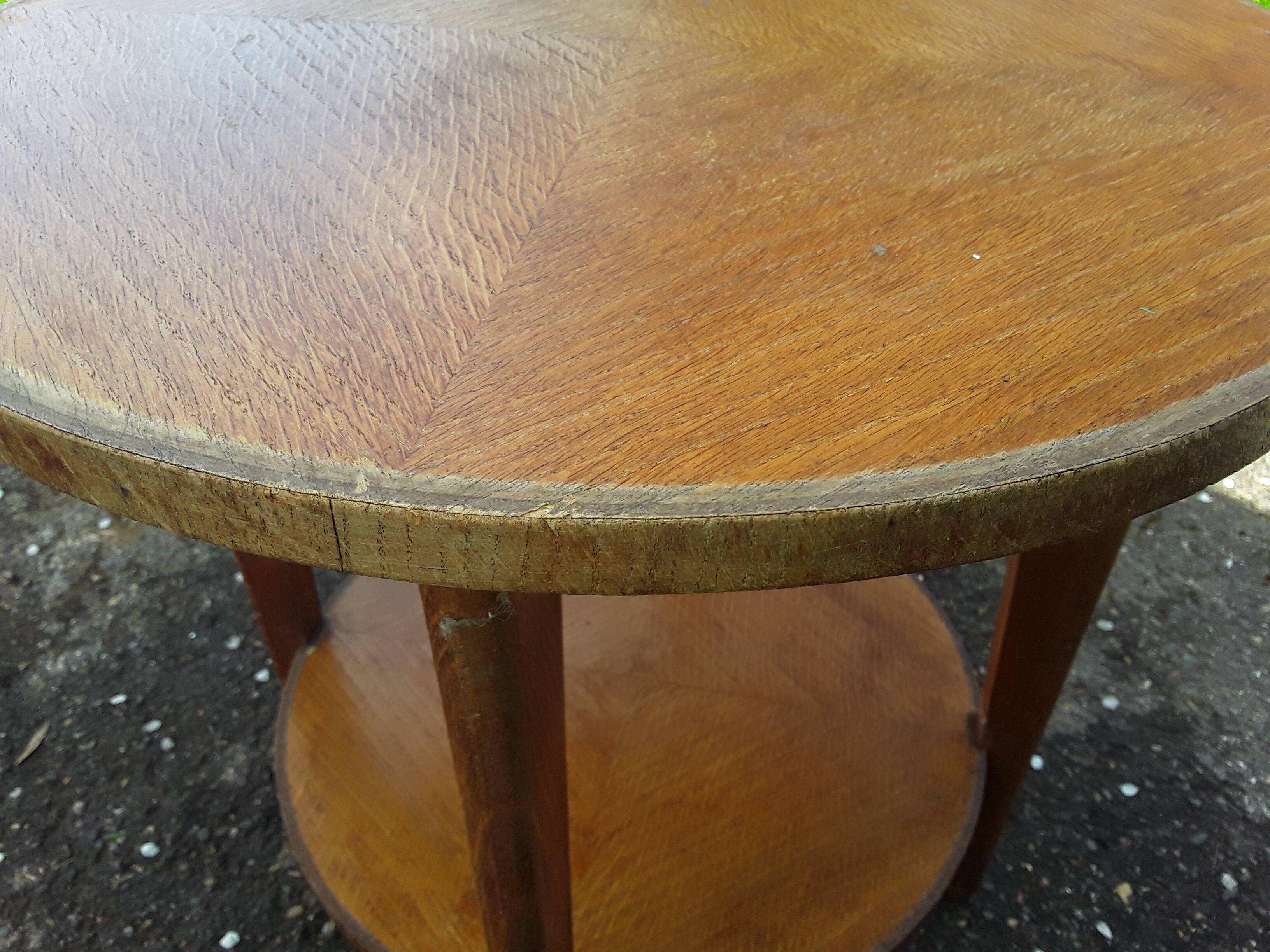 Gueridon vintage placage chêne