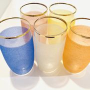 X5 multicolor granite glasses from the 50s/retro/kitchen/vintage