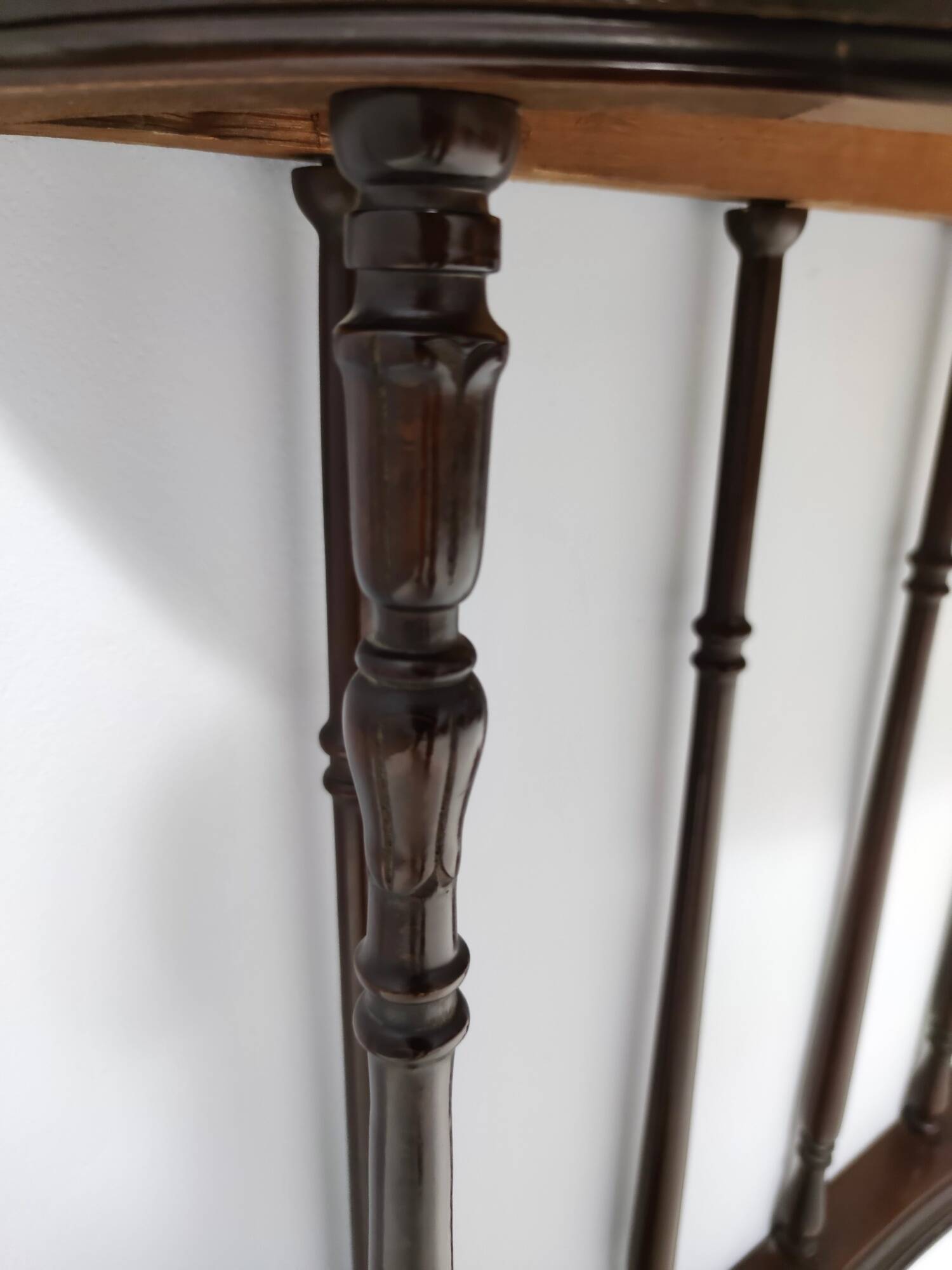 Neoclassical Style Turned Beech Console Table with a Demilune Marble Top, Italy