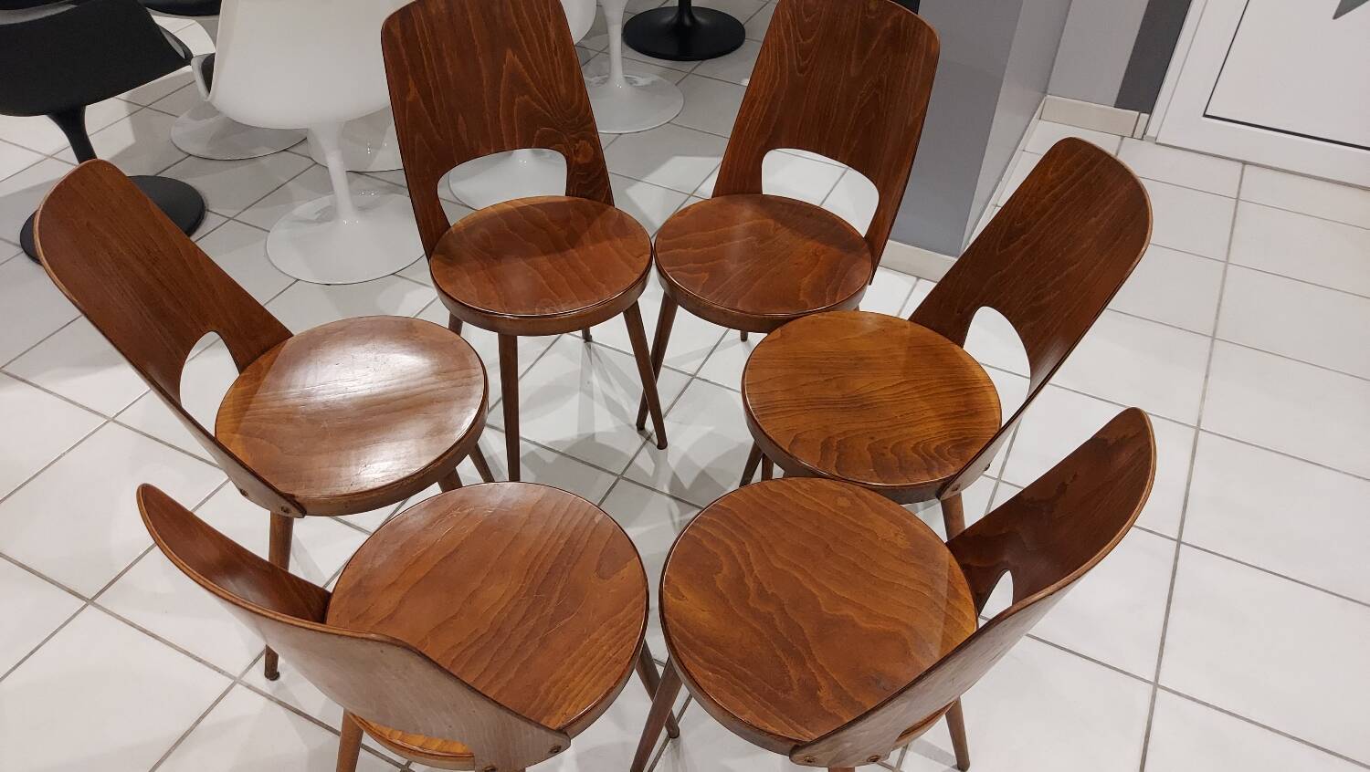 Set of 6 Baumann Bistrot chairs, Mondor model, vintage 1970
