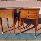 Paire de chevet style Louis XVI chêne 2 tiroirs pieds fuseaux